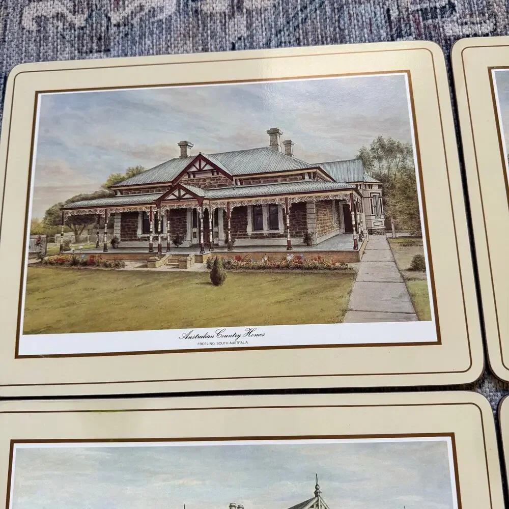 Pimpernel Australian Country Homes Set of 6 Placemats England Cork Back 9x12